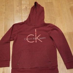 Calvin Klein boys hoodie sweatshirt burgundy color
